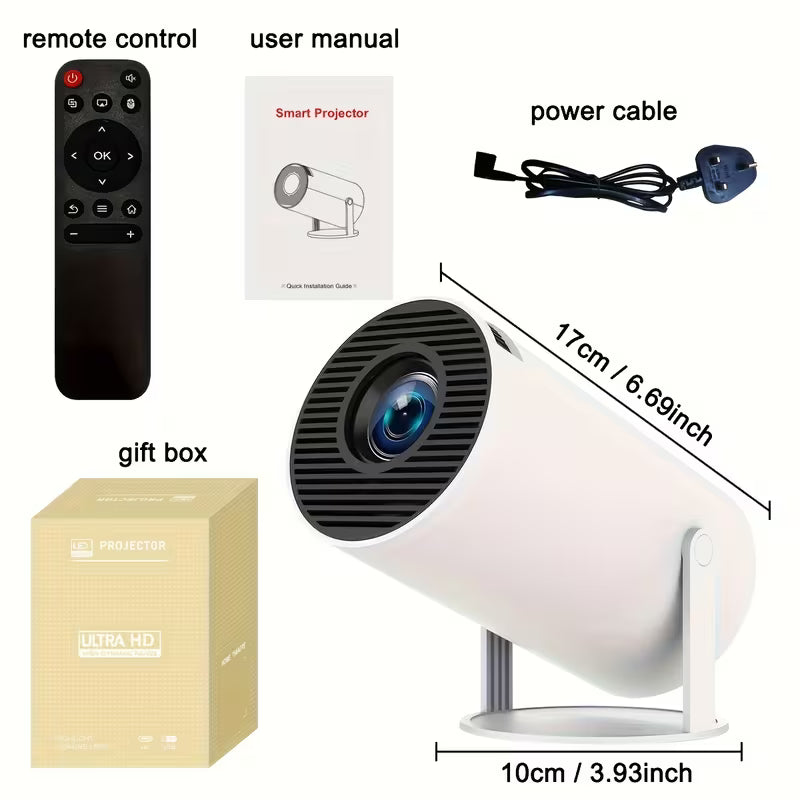HY300 Auto  SuPortable Mini Projectorpports Local 1080P, Decodes 4K, Dual-Band WIFI6 5G Wireless