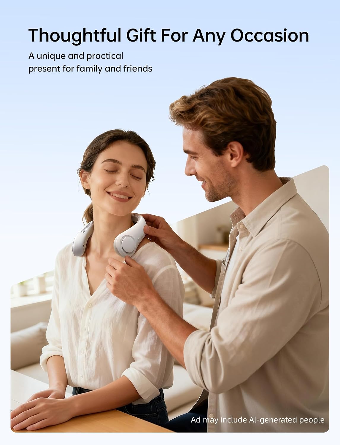 Portable Neck Fan Hands Free Bladeless Neck Fan, 360° Cooling Hanging Fan, 3 Wind Speed Personal Neck Fan