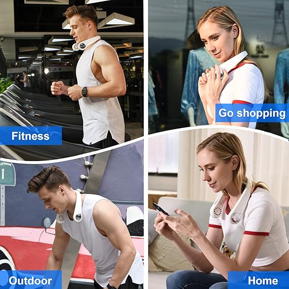 Portable Neck Fan Hands Free Bladeless Neck Fan, 360° Cooling Hanging Fan, 3 Wind Speed Personal Neck Fan