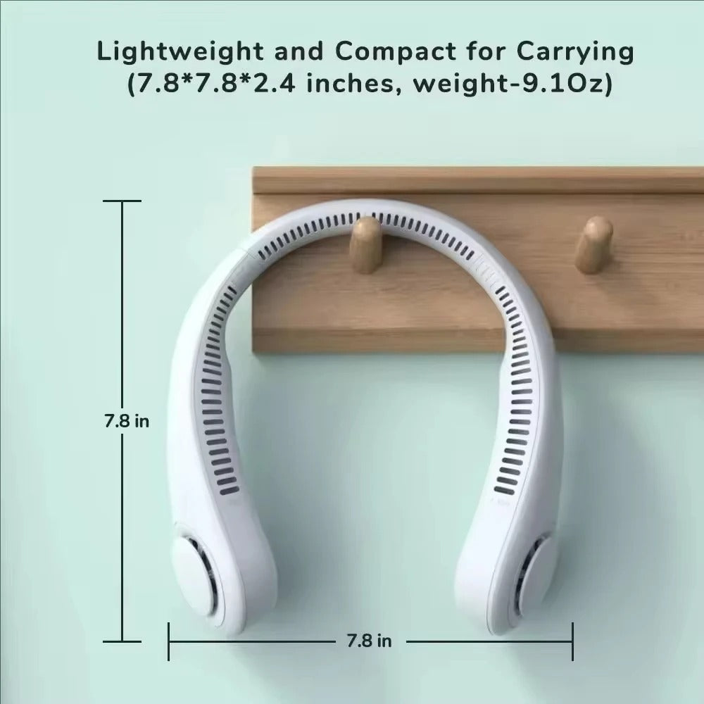Portable Neck Fan Hands Free Bladeless Neck Fan, 360° Cooling Hanging Fan, 3 Wind Speed Personal Neck Fan